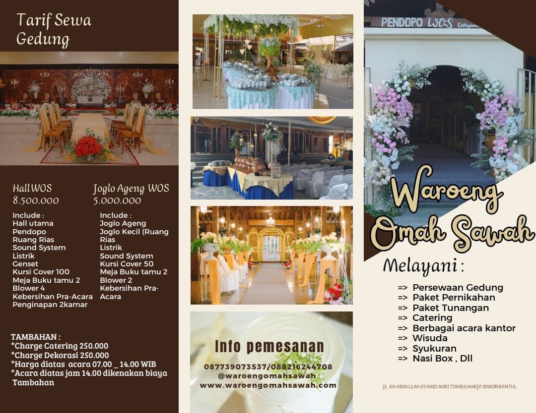 Brosur Wedding Biaya Sewa Venue Waroeng Omah Sawah